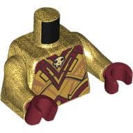 Torso, Gold/Dark Red Armor, Skull Symbol Print, Pearl Gold Arms, Dark Red Hands
