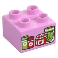 Duplo Brick 2 x 2 with Jars Print