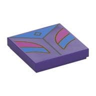 Tile 2 x 2 with Jacket, Blue/Magenta Shapes, Gold Trim Print