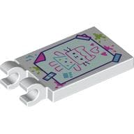 Tile Special 2 x 3 with 2 Clips with Drawing of Cat Print