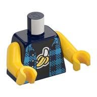 Torso, Medium Blue Checkered Jacket, Black Shirt, Peeled Banana Print, Yellow Arms and Hands