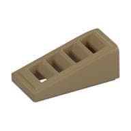 Brick Sloped 18° 2 x 1 x 2/3 with 4 Slots / Grate em Bege escuro