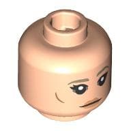 Minifig Head Shin Hati, Dark Tan Eyebrows, Peach Lips, Stern Smile / Angry Teeth Print