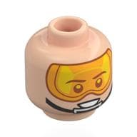 Minifig Head X-Wing Pilot, Bright Light Orange Visor, Chin Strap, Open Mouth / Closed Mouth Print