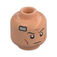 Minifig Head Captain Rex, Eyebrows, Angry Grin, Silver Bandage Print