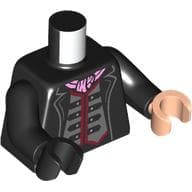 Torso, Odd Hands, Jacket, Silver Tunic, Dark Red Trim, Bright Pink Scarf Print, Black Arms, Left Light Nougat Hand, Right Black Hand