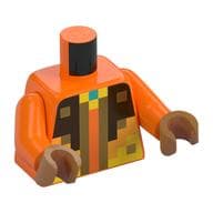 Torso, Dark Brown/Gold Pixels Print (Minecraft), Orange Arms, Medium Nougat Hands