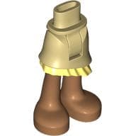 Minidoll Hips and Asymmetrical Layered Skirt with Bright Light Yellow Ruffle, Medium Nougat Legs and Feet Print (Moana)