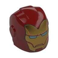 Helmet with Armor Plates and Ear Protectors with Gold Mask with Bright Light Blue Eye Slits Print (Iron Man)