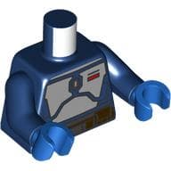 Torso, Light Bluish Grey Chest Plates, Red Decoration, Dark Brown Utility Belt Print, Dark Blue Arms, Blue Hands