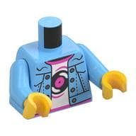 Torso Jacket, White Shirt, Dark Pink Trim, Vinyl Record Print, Bright Light Blue Arms, Yellow Hands