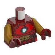 Torso, Red/Dark Red/Gold Iron Man Armor, Bright Light Yellow Round Arc Reactor Print, earl Gold Arms, Dark Red Hands