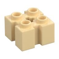 Brick Special 2 x 2 with Grooves and Axle Hole em Bege