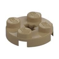 Plate Round 2 x 2 with Axle Hole Type 1 (+ Opening) em Bege escuro