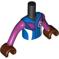 Minidoll Torso Boy with White/Dark Blue/Magenta Ski Jacket, White/Dark Blue Mountains Print, Magenta Arms, Reddish Brown Hands