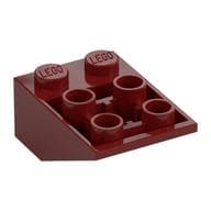 Brick Sloped Inverted 33° 3 x 2, Connections between Studs, Ovoid Bottom Pin em Vermelho escuro