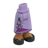 Minidoll Hips and Skirt with Ankles, Dress with Pin, Magenta Underdress, Medium Nougat Legs, Black Shoes
