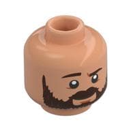 Minifig Head Dark Brown Eyebrows, Thick Beard, Smile, Open Mouth/Closed Mouth