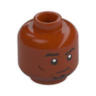 Minifig Head Black Eyebrows, Goatee, Raised Eyebrow, Smirk/Confused