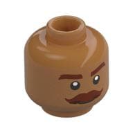 Minifig Head, Thich Dark Red Eyebrows, Mustache