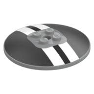Dish 6 x 6 Inverted (Radar) with White/Black Stripes, Metallic Silver Background Print