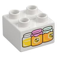 Duplo Brick 2 x 2 with Jars of Honey Print