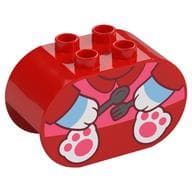 Duplo Brick 2 x 4 x 2 Rounded Ends with Cat Body, Knife and Fork Print