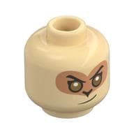 Minifig Head Monkie King, Gold Eyes, Medium Nougat Eyemask/Eyeshadow, Lopsided Grin/Surprised Print