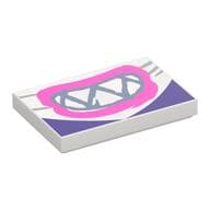 Tile 2 x 3 with Dark Pink Mouth/Lips, Dark Bluish Grey Sharp Teeth Print