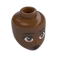 Minidoll Head, Black Eyebrows, Medium Brown Eyes