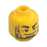 Minifig Head, Eyebrows, Dark Bluish Gray Beard, Nougat Scar Print