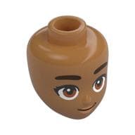 Minidoll Head, Dark Brown Eyebrows, Medium Brown Eyes, Peach Lips