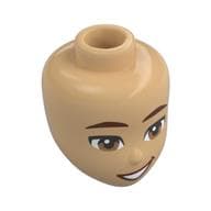 Minidoll Head, Dark Red Eyebrows, Lips, Brown Eyes Print