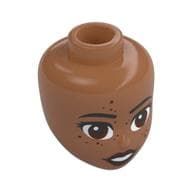 Minidoll Head, Black Eyebrows, Reddish Brown Eyes, Lips, Open Mouth Smile, Freckles