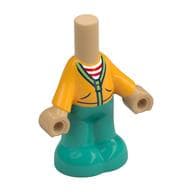 Microdoll Body Pants Dark Turquoise Legs, Bright Light Orange Jacket, Red and White Striped Undershirt Print
