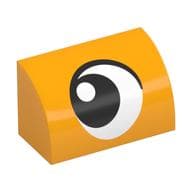 Brick Curved 1 x 2 x 1 No Studs with Eye, Looking Left Print em Laranja vivo claro