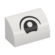 Brick Curved 1 x 2 x 1 No Studs with Eye, Looking Center Print