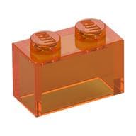 Brick 1 x 2 without Bottom Tube em Laranja translúcido