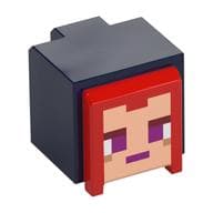 Minifig Head Special, Cube with Raised Light Nougat Face, Red Hair Print