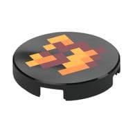 Tile Round 2 x 2 with Pixelated Fire Print