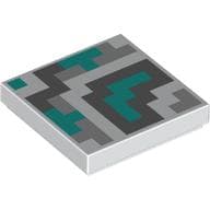 Tile 2 x 2 with Dark Turquoise, Dark, Light Bluish Grey Pixelated Shapes Print
