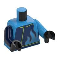 Torso, Odd Arms, Dark Blue Flames, Lime Trim Print, Left Dark Azure Arm, Right Dark Blue Arm, Black Hands