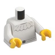 Torso, Ruffle, Dark Bluish Grey Belt, White Arms, Yellow Hands