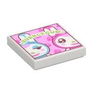 Tile 2 x 2 with Lime 'BUBBLEGUM', Medium Azure, Dark Pink Rabbits Print