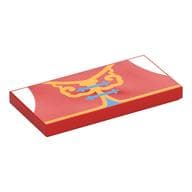 Tile 2 x 4 with Tunic Front with Dark Azure Ties and Bright Light Orange Details Print