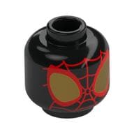 Minifig Head Miles Morales, Red/Gold Spider-Man Eyes, Webbings