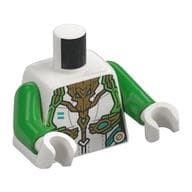 Torso Armor, White, Gold, and Bright Green Details, Gold Dragon Print, Bright Green Arms, White Hands