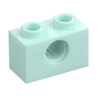 Technic Brick 1 x 2 [1 Pin Hole] em Água-marinha claro