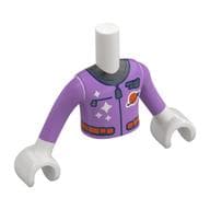Minidoll Torso Boy with Lavender Space Suit, Zipper, Dark Blue Trim Print, White Arms and Hands em Branco