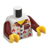 Torso, White Shirt, Dark Red Collar, Orange/Red Flames Print, Dark Red Arms, Yellow Hands